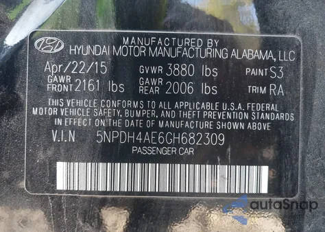 2016 Hyundai Elantra Se z USA, uszkodzony, nr VIN 5NPDH4AE6GH682309